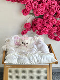 FDTL Handcrafted Luxury Silk Satin Pet Bed | All-Season Dog & Cat Nest with Pillow