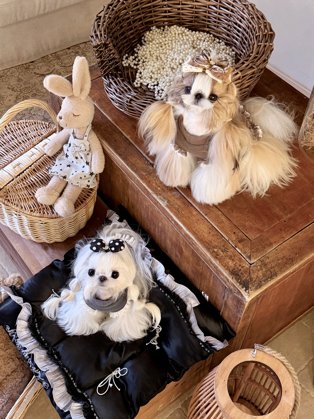 Handcrafted Black Silk Satin Pet Bed | Gothic Elegance Dog & Cat Nest with Pillow