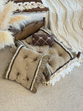 Handcrafted Reversible Linen & Velvet Pet Mat | French Manor Dog & Cat Bed with Pillow