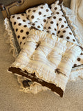 Handcrafted Reversible Stripe & Polka Dot Pet Mat | Vintage Lace Dog & Cat Bed with Pillow